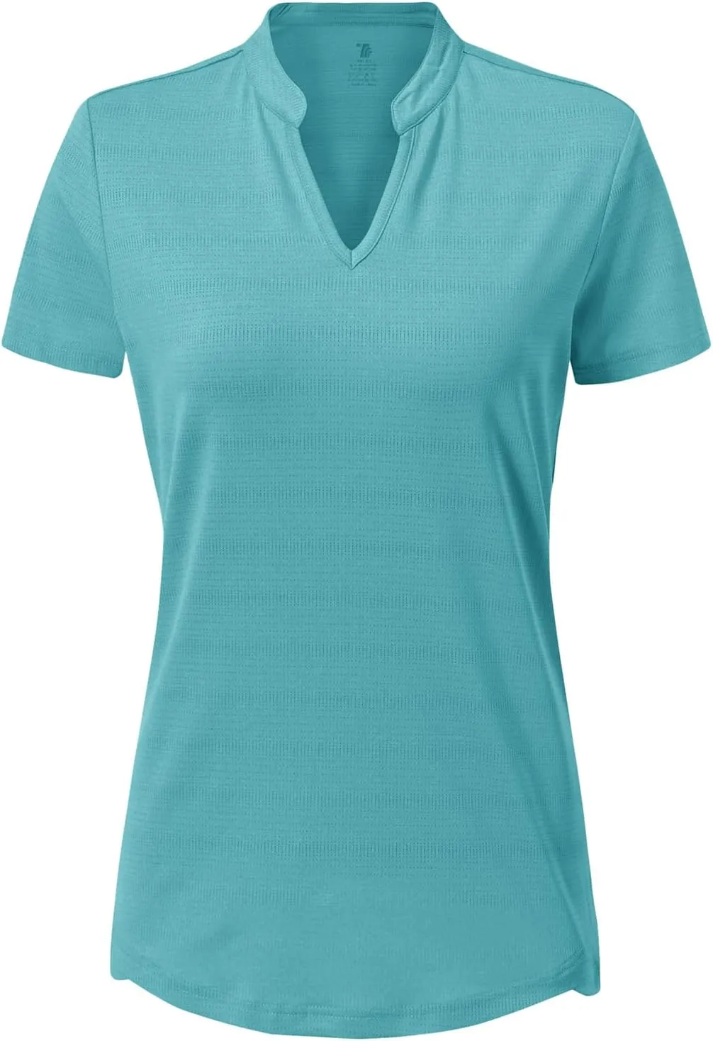 BASUDAM Women's Golf Polo Shirts V-Neck Short Sleeve Collarless Tennis Running T-Shirts Quick Dry