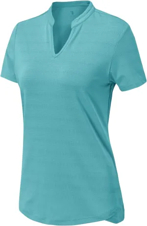 BASUDAM Women's Golf Polo Shirts V-Neck Short Sleeve Collarless Tennis Running T-Shirts Quick Dry