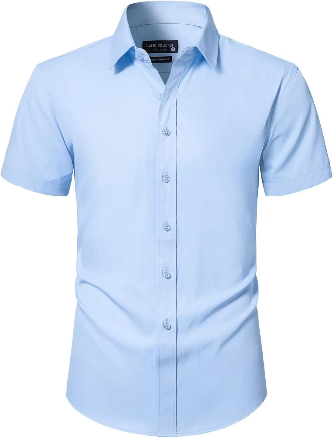 BEILU Men's Stain Shield Short Sleeve Slim Fit Formal Dress Shirts Business Casual Button Down Shirts