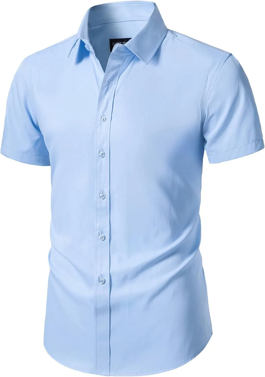 BEILU Men's Stain Shield Short Sleeve Slim Fit Formal Dress Shirts Business Casual Button Down Shirts