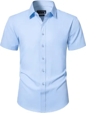BEILU Men's Stain Shield Short Sleeve Slim Fit Formal Dress Shirts Business Casual Button Down Shirts