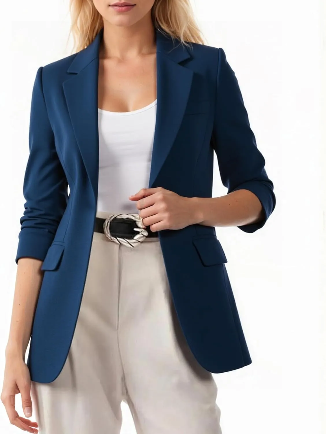 Beninos Womens Long Sleeve Blazers Business Casual Solid Lightweight Suit Jacket Office Blazer