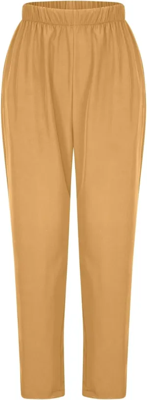 Binmer Women's Straight Leg Long Pants 2024 Summer Dressy Fashion Elastic High Waist Casual Trousers Solid Pull On Work Pants