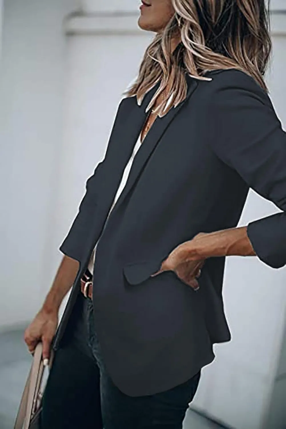 Blazers for Women Business Casual Blazers Open Front Long Sleeve Work Office Suit Jackets Fall Outerwear with Pockets