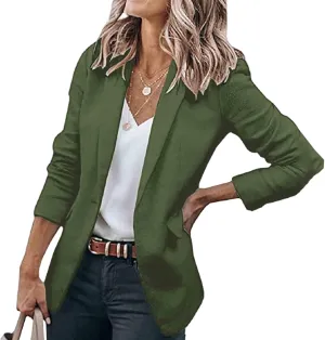 Blazers for Women Business Casual Blazers Open Front Long Sleeve Work Office Suit Jackets Fall Outerwear with Pockets