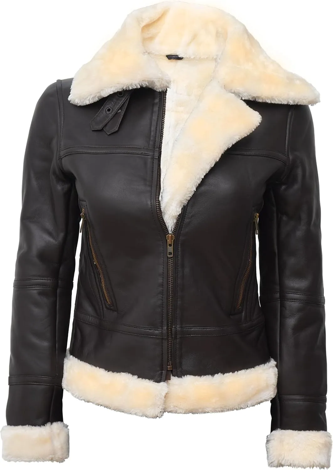 Blingsoul Womens Leather Jacket - Real Leather Winter Jackets for Women