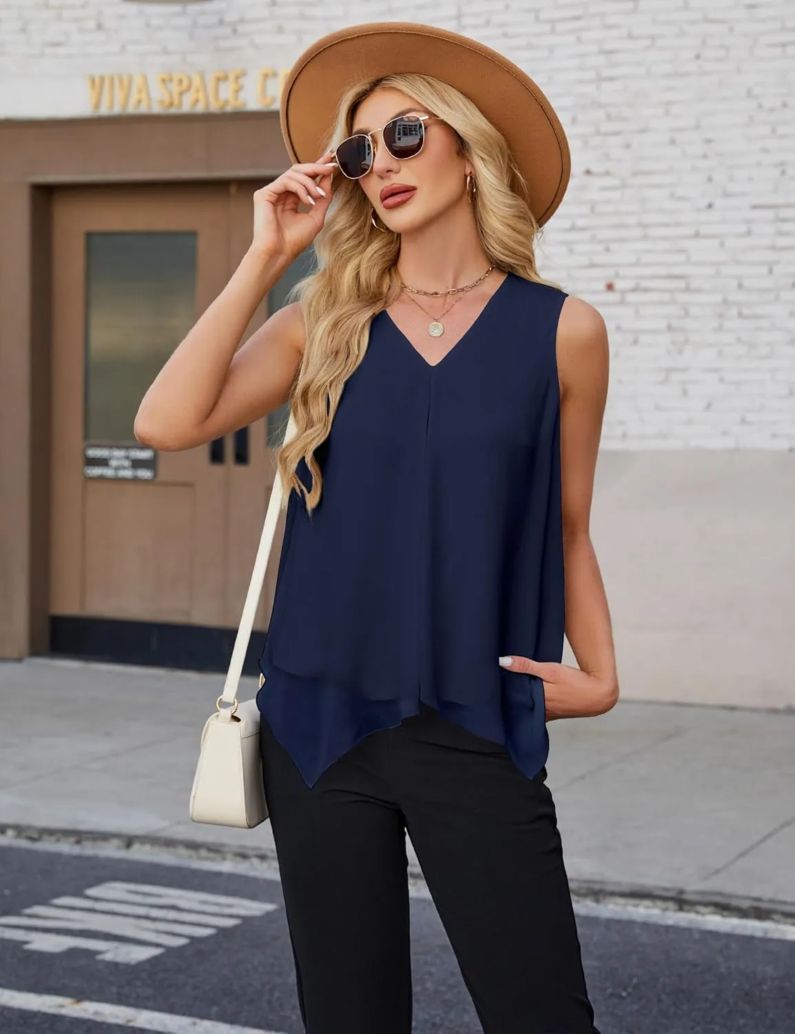 Blooming Jelly Womens Tank Tops Sleeveless Lightweight Summer Tops 2025 Business Dressy Casual Chiffon Blouses