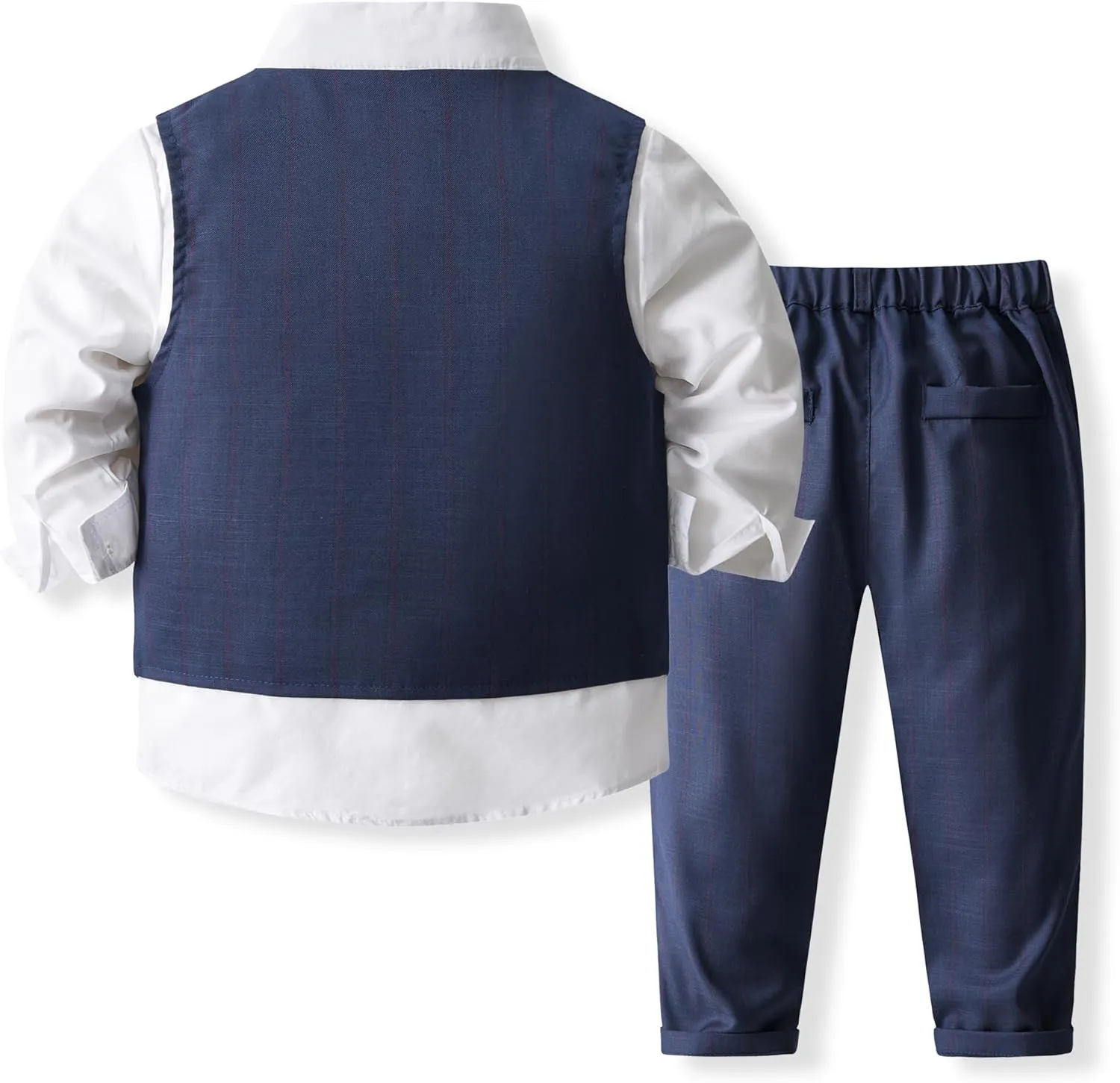 Boys 3Pcs Clothing Sets Long Sleeve Bowtie Shirts  Vest  Pants Casual Suit
