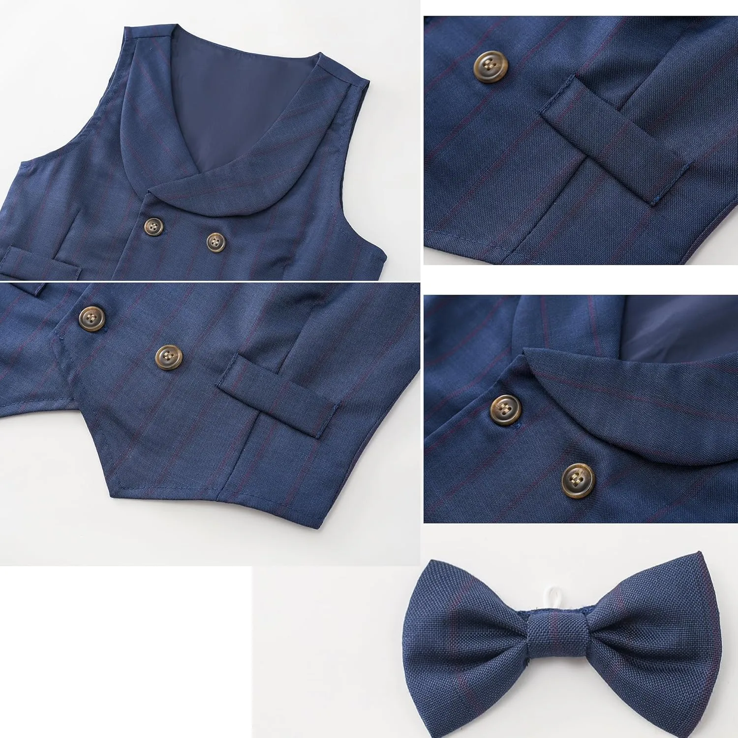 Boys 3Pcs Clothing Sets Long Sleeve Bowtie Shirts  Vest  Pants Casual Suit