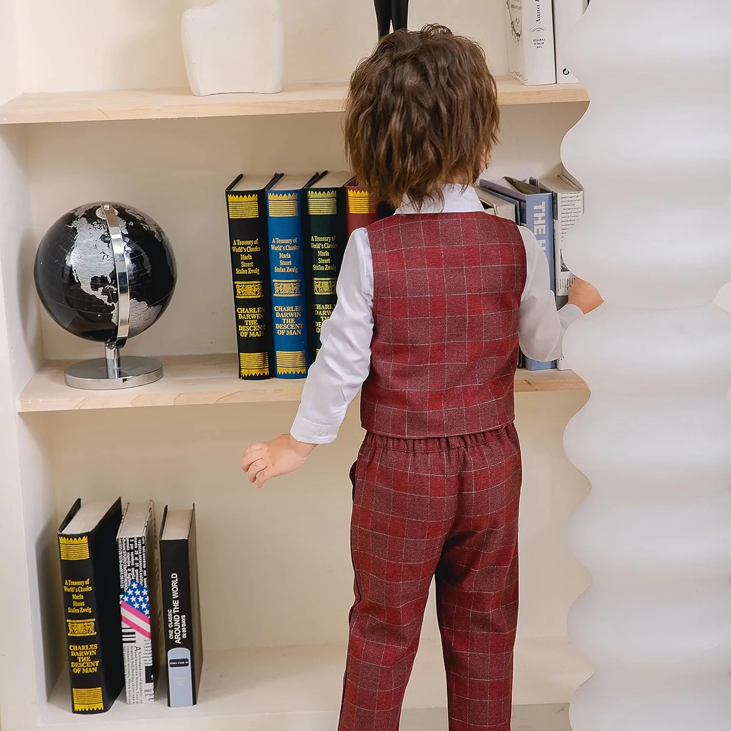 Boys 3Pcs Clothing Sets Long Sleeve Bowtie Shirts  Vest  Pants Casual Suit