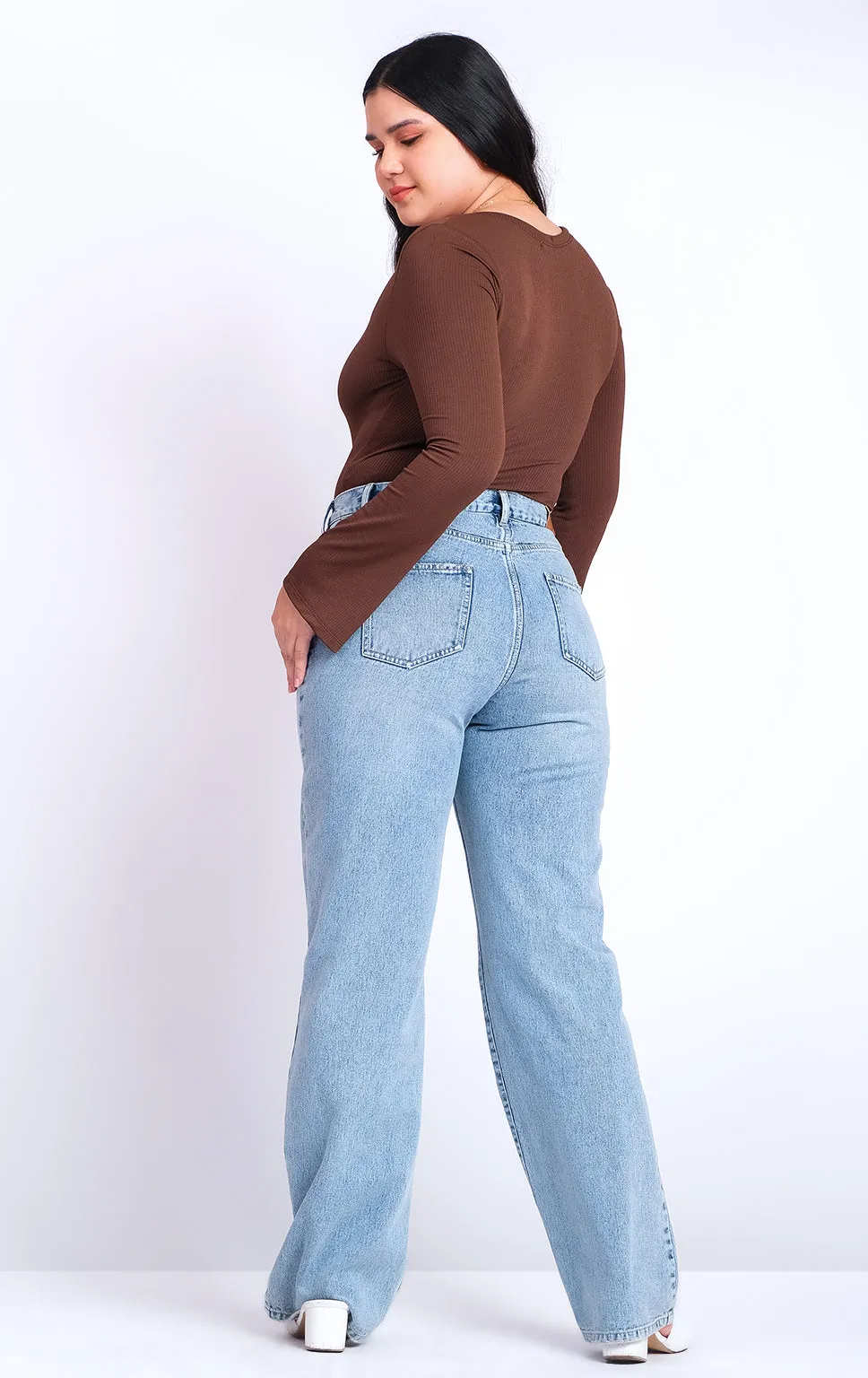 BROWN LONG SLEEVE BODYSUIT WITH RIBBON