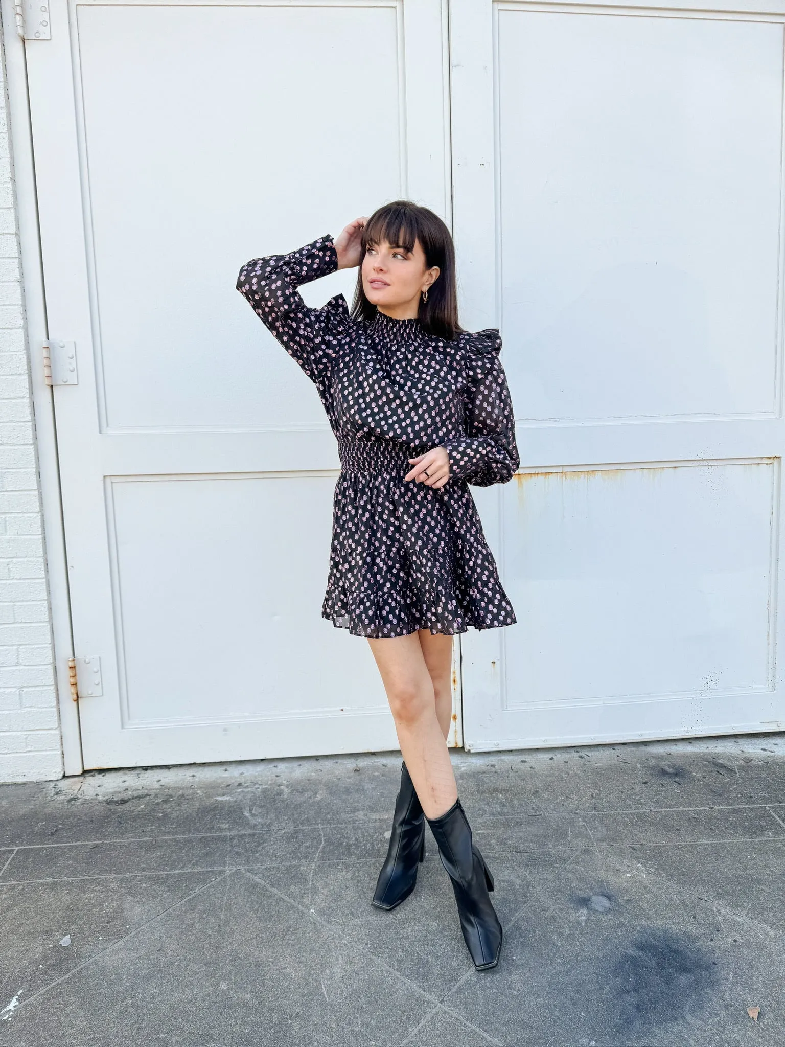 Buddylove Tally Elastic Waist Mini Dress - Copper Pennies