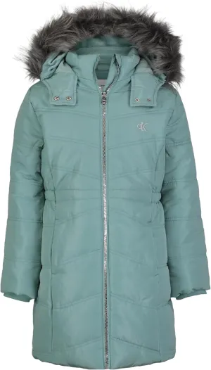 Calvin Klein girls Hooded Winter Puffer Jacket, Full-length Heavyweight Coat With Fleece Lining