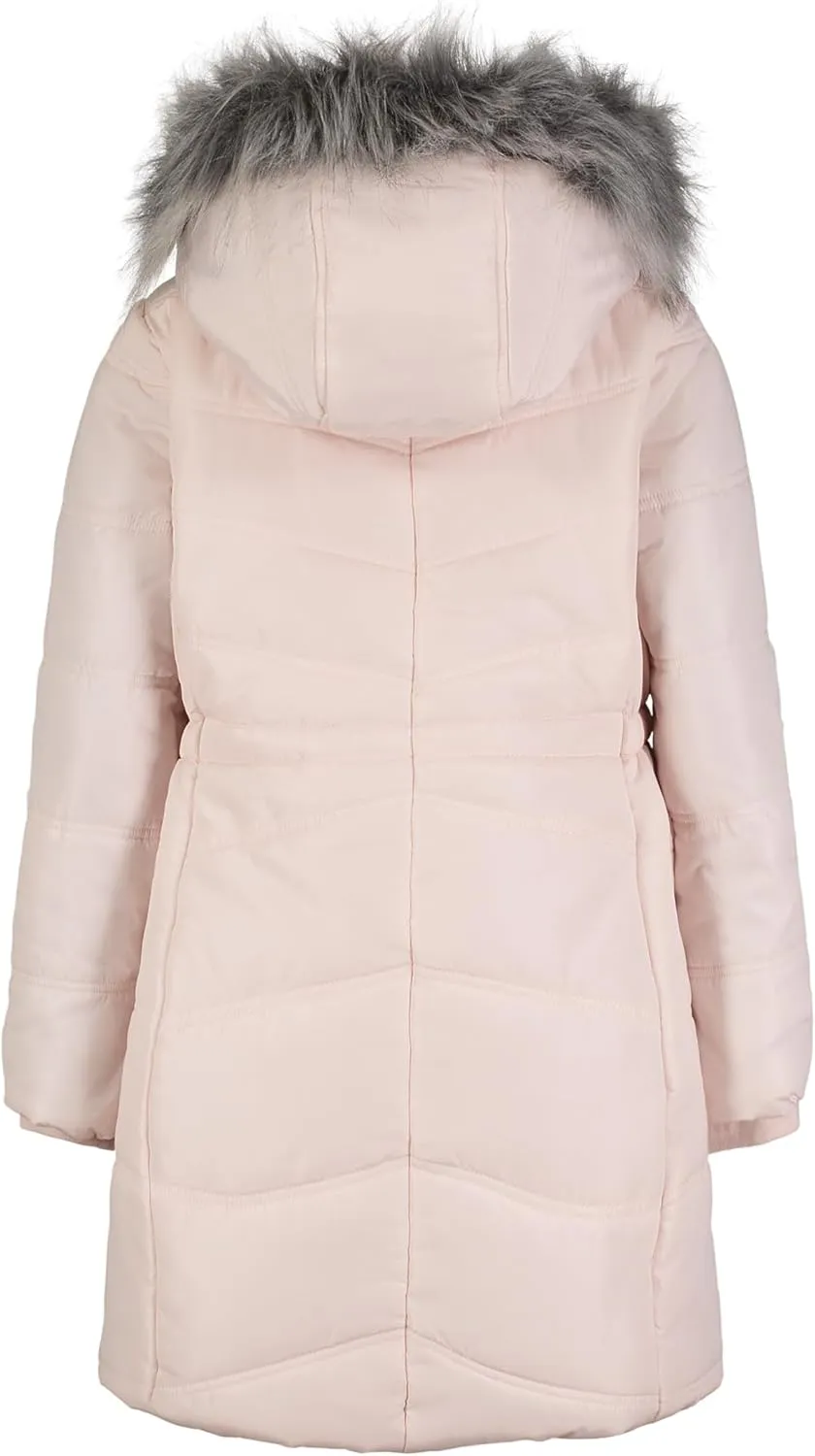 Calvin Klein girls Hooded Winter Puffer Jacket, Full-length Heavyweight Coat With Fleece Lining