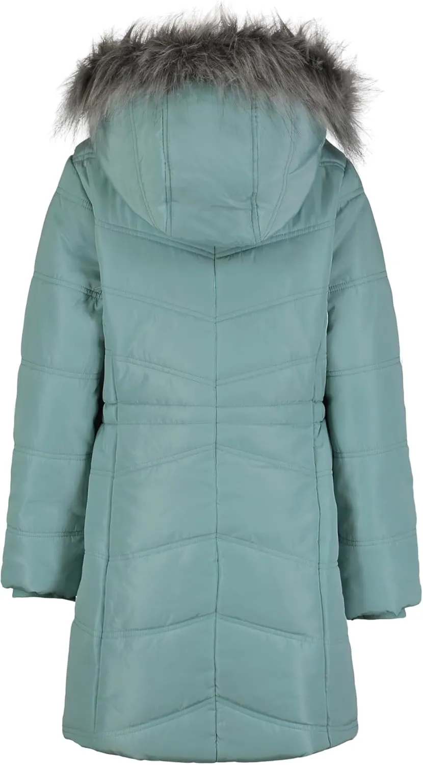 Calvin Klein girls Hooded Winter Puffer Jacket, Full-length Heavyweight Coat With Fleece Lining