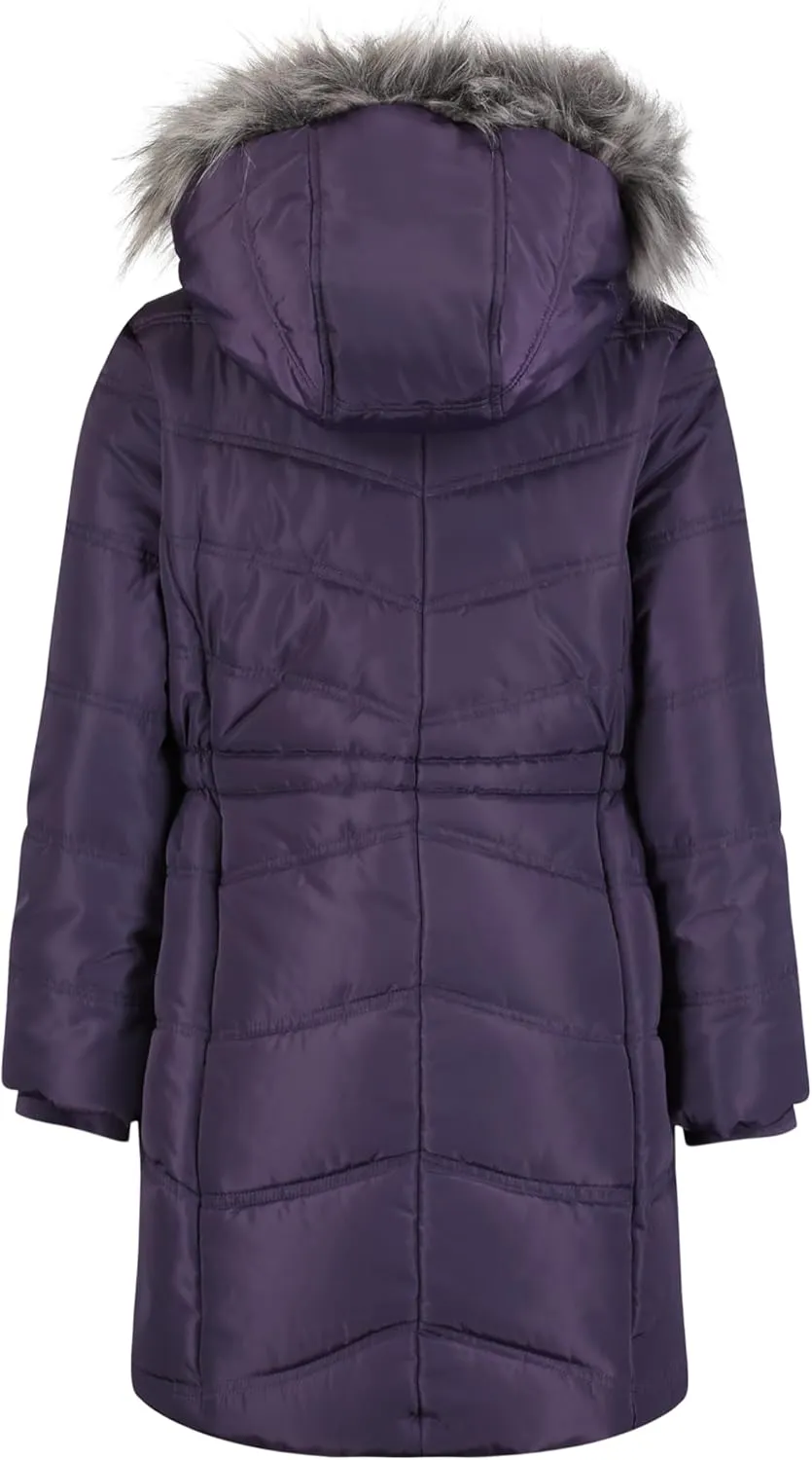Calvin Klein girls Hooded Winter Puffer Jacket, Full-length Heavyweight Coat With Fleece Lining