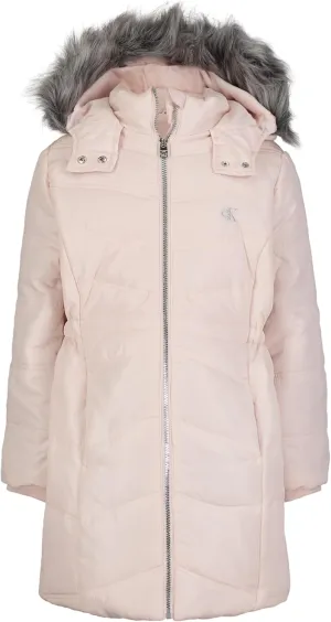 Calvin Klein girls Hooded Winter Puffer Jacket, Full-length Heavyweight Coat With Fleece Lining