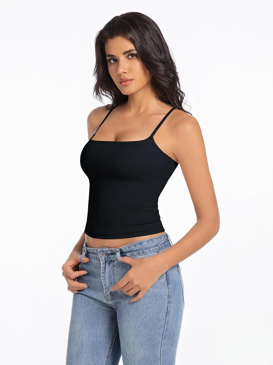 Camisole Tops for Women Sleeveless Adjustable Spaghetti Strap Tank Tops Y2K Basic Shirts