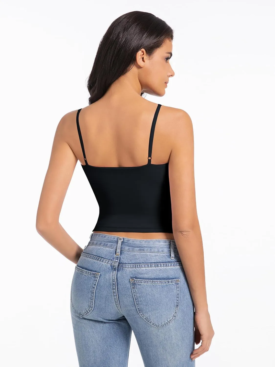 Camisole Tops for Women Sleeveless Adjustable Spaghetti Strap Tank Tops Y2K Basic Shirts