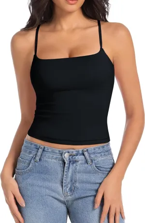 Camisole Tops for Women Sleeveless Adjustable Spaghetti Strap Tank Tops Y2K Basic Shirts