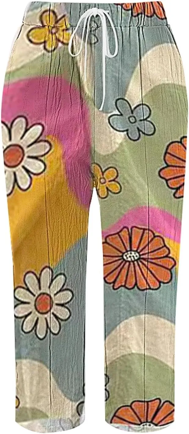 Capri Pants for Women Casual Drawstring Pants Beach Clothes Resort Wear for Women 2025 Yoga