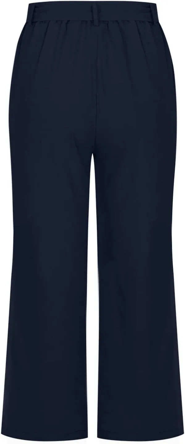 Capris Linen Pants Women Summer 2025 Dressy Casual Wide Leg Lounge Palazzo Pant High Waisted Flowy Beach Crop Trouser
