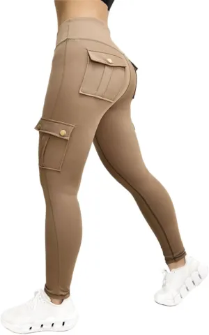 Cargo Yoga Pants Womens Workout Leggings 2024 Fashion Tights High Waist Trousers Sportswear Activewear Gym Outfit