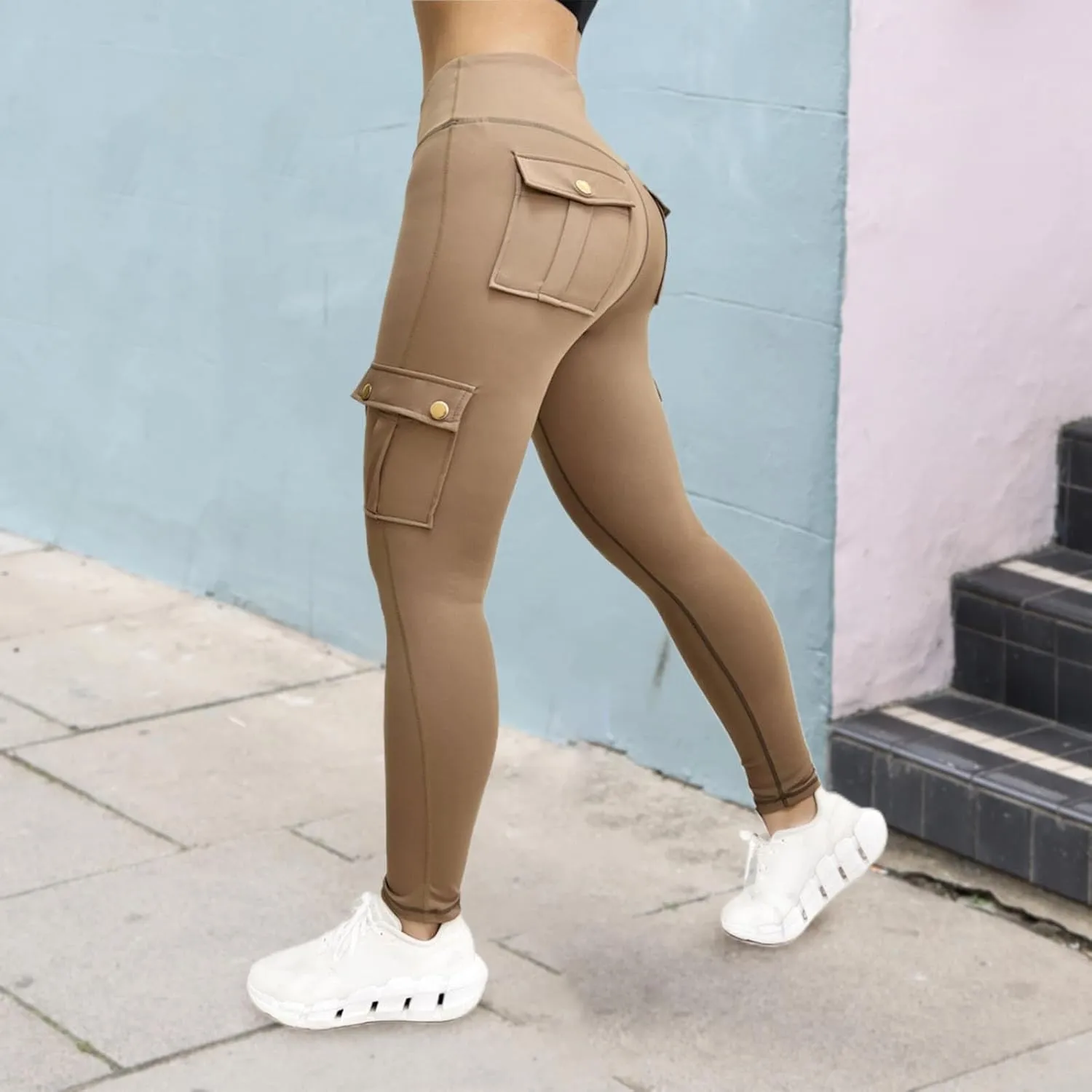 Cargo Yoga Pants Womens Workout Leggings 2024 Fashion Tights High Waist Trousers Sportswear Activewear Gym Outfit