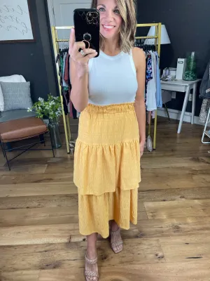 Catching The Sun Tiered Ruffle Skirt - Yellow