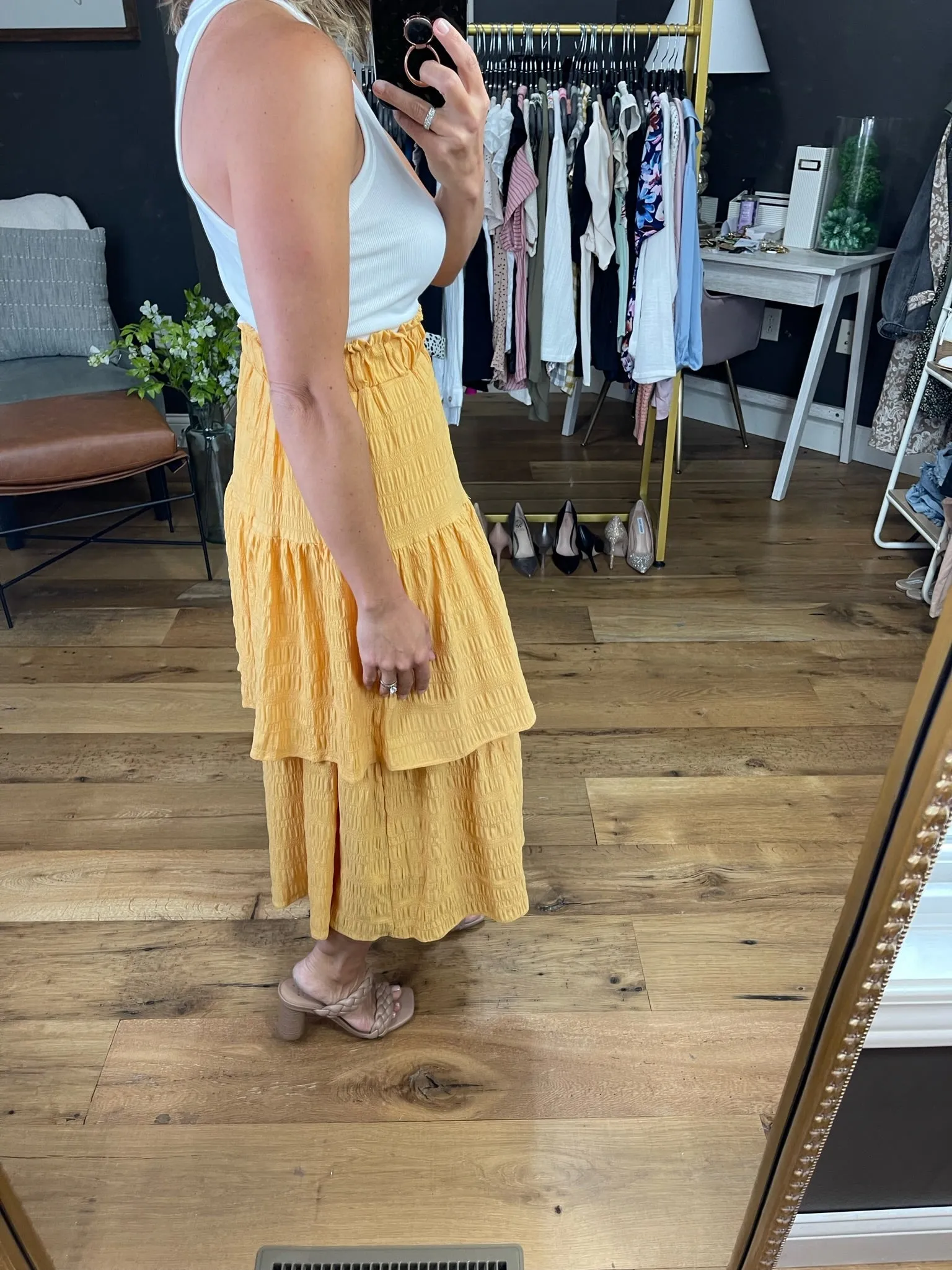 Catching The Sun Tiered Ruffle Skirt - Yellow