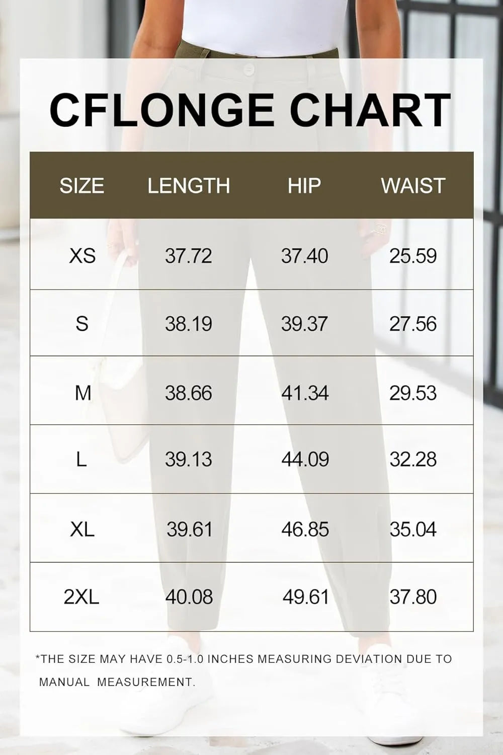 CFLONGE Women's Summer High Waisted Pants for Women 2025 Casual Ankle Length Pant for Work Office Trouser Slacks with Pockets