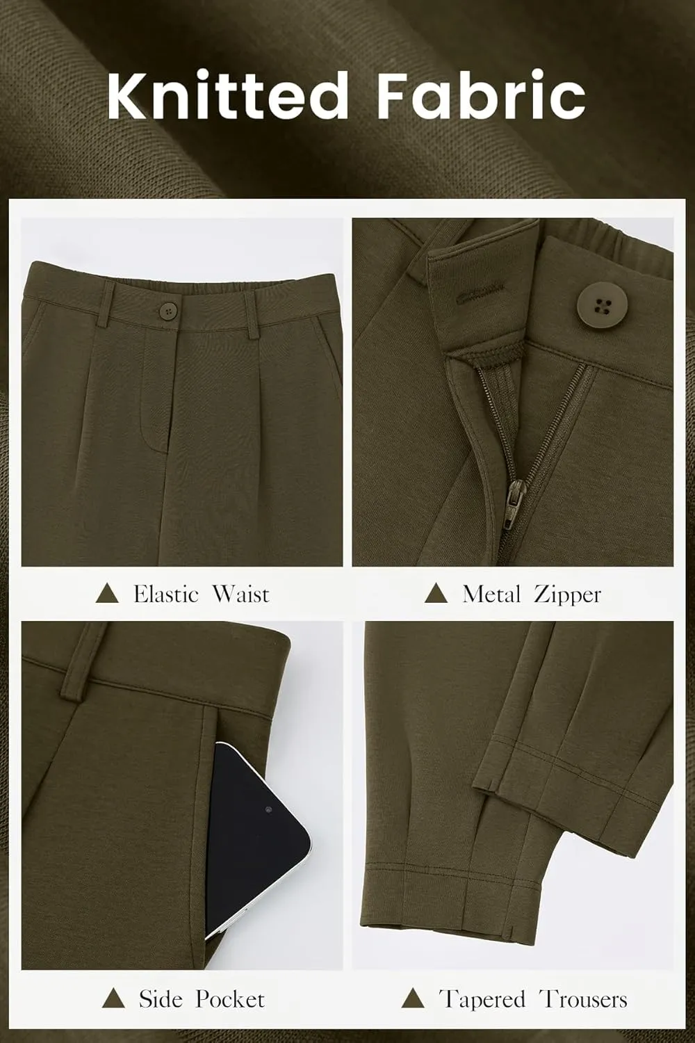 CFLONGE Women's Summer High Waisted Pants for Women 2025 Casual Ankle Length Pant for Work Office Trouser Slacks with Pockets