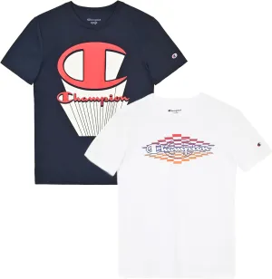 Champion Boys Tee Shirts 2 Pack Short Sleeve T-Shirts for Boys in Sizes 4-18