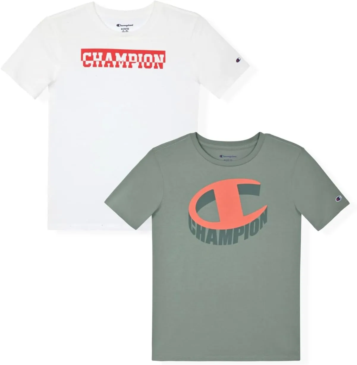 Champion Boys Tee Shirts 2 Pack Short Sleeve T-Shirts for Boys in Sizes 4-18