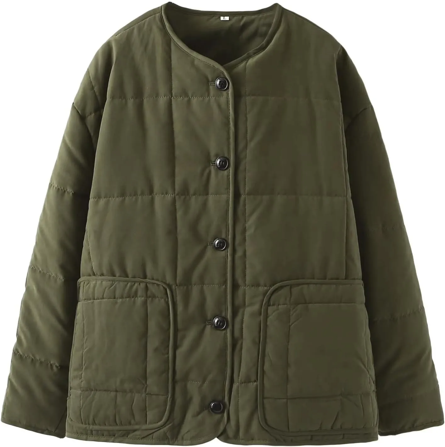 CHARTOU Women's Cotton Button Down Puffer Coat Winter Lightweight Quilted Jacket Casual loose Padded Coat Warm