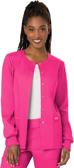 Cherokee Scrub Jackets For Woman, Snap Front with 3 Pockets & 2 way Stretch - WW310