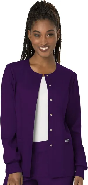 Cherokee Scrub Jackets For Woman, Snap Front with 3 Pockets & 2 way Stretch - WW310