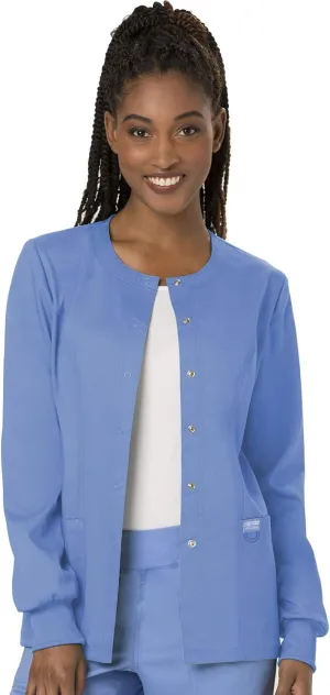 Cherokee Scrub Jackets For Woman, Snap Front with 3 Pockets & 2 way Stretch - WW310