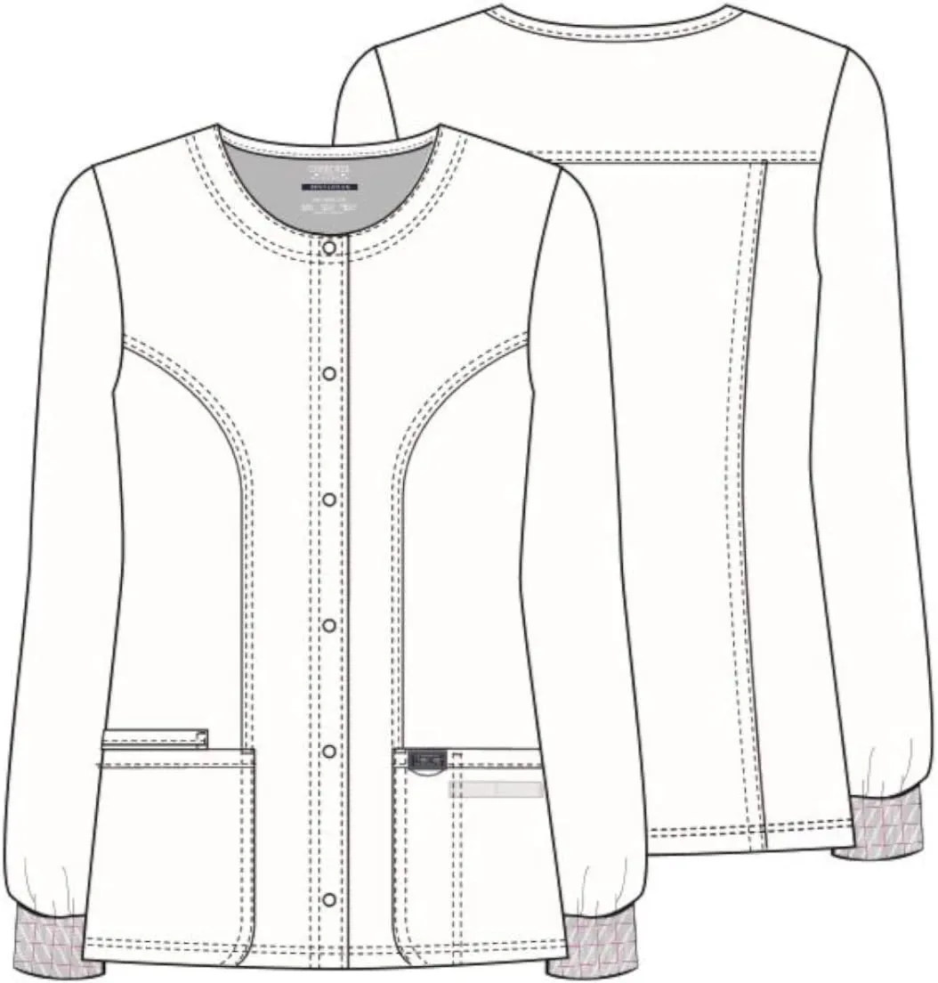 Cherokee Scrub Jackets For Woman, Snap Front with 3 Pockets & 2 way Stretch - WW310