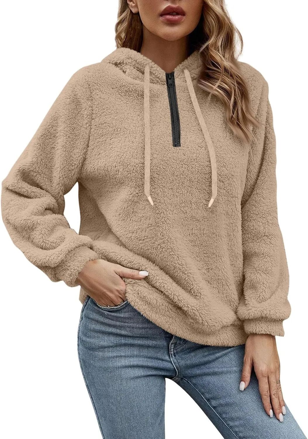 ChicCrate Womens Oversized Sherpa Pullover Hoodie Fuzzy Fleece Sweatshirt Trendy Comfrt Casual Fluffy Hoodies