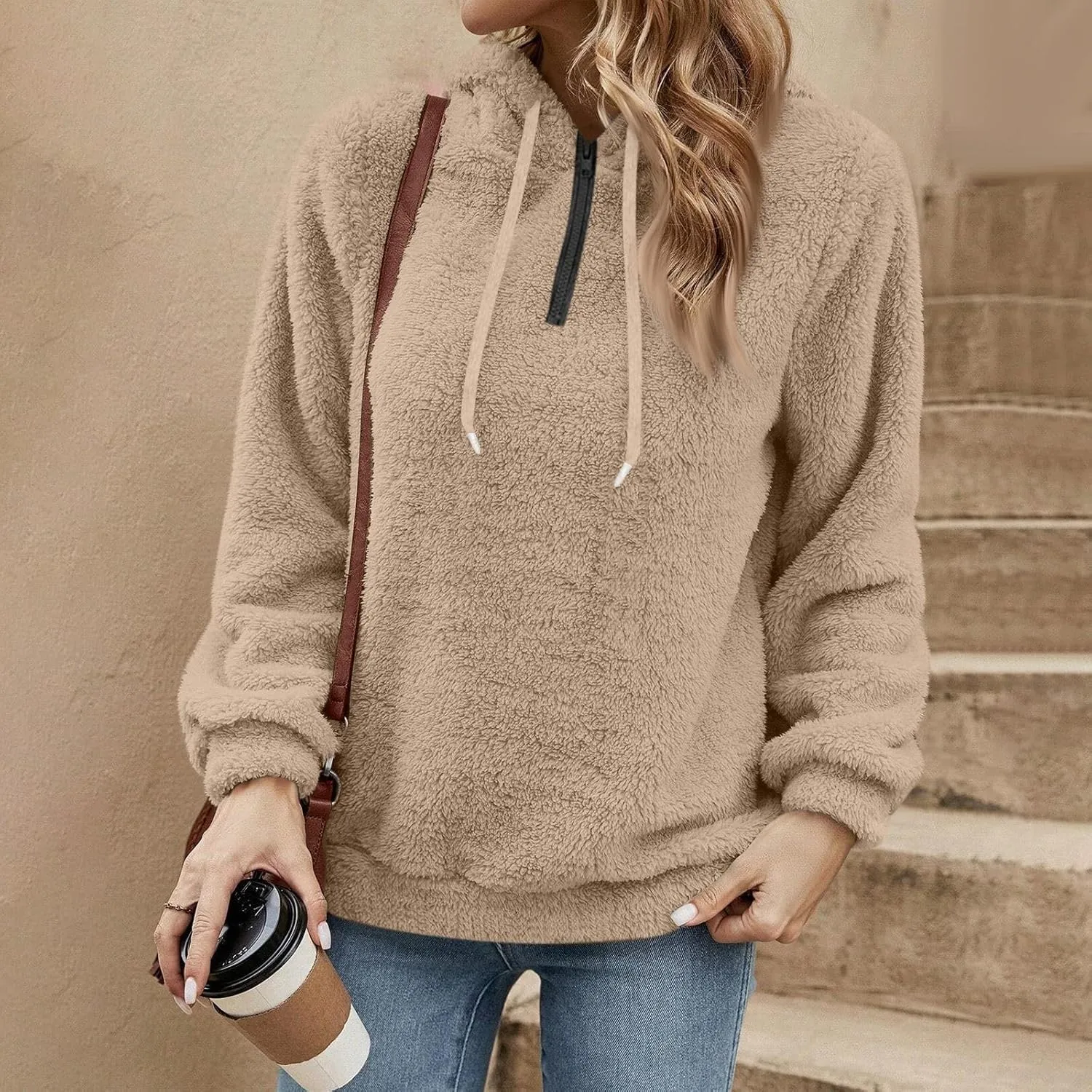 ChicCrate Womens Oversized Sherpa Pullover Hoodie Fuzzy Fleece Sweatshirt Trendy Comfrt Casual Fluffy Hoodies