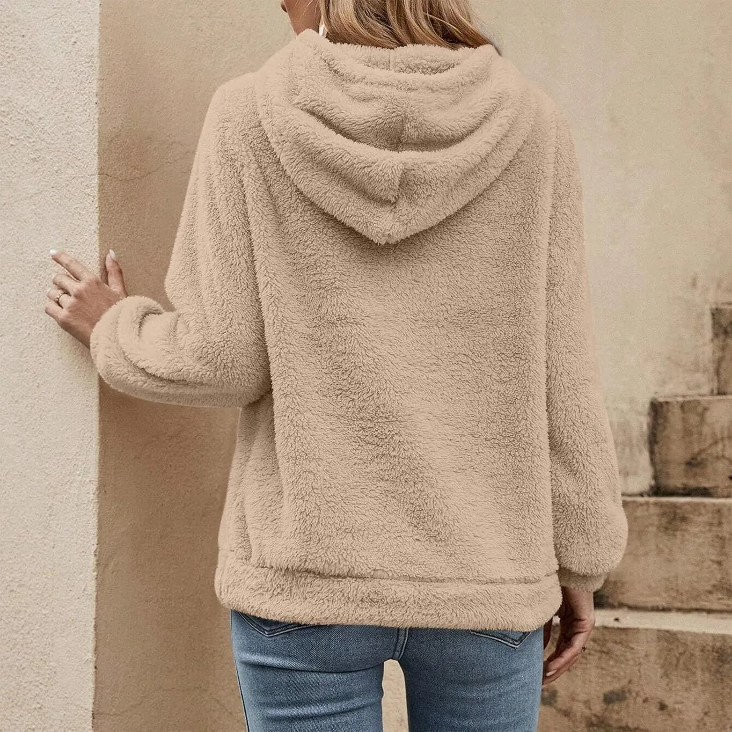 ChicCrate Womens Oversized Sherpa Pullover Hoodie Fuzzy Fleece Sweatshirt Trendy Comfrt Casual Fluffy Hoodies