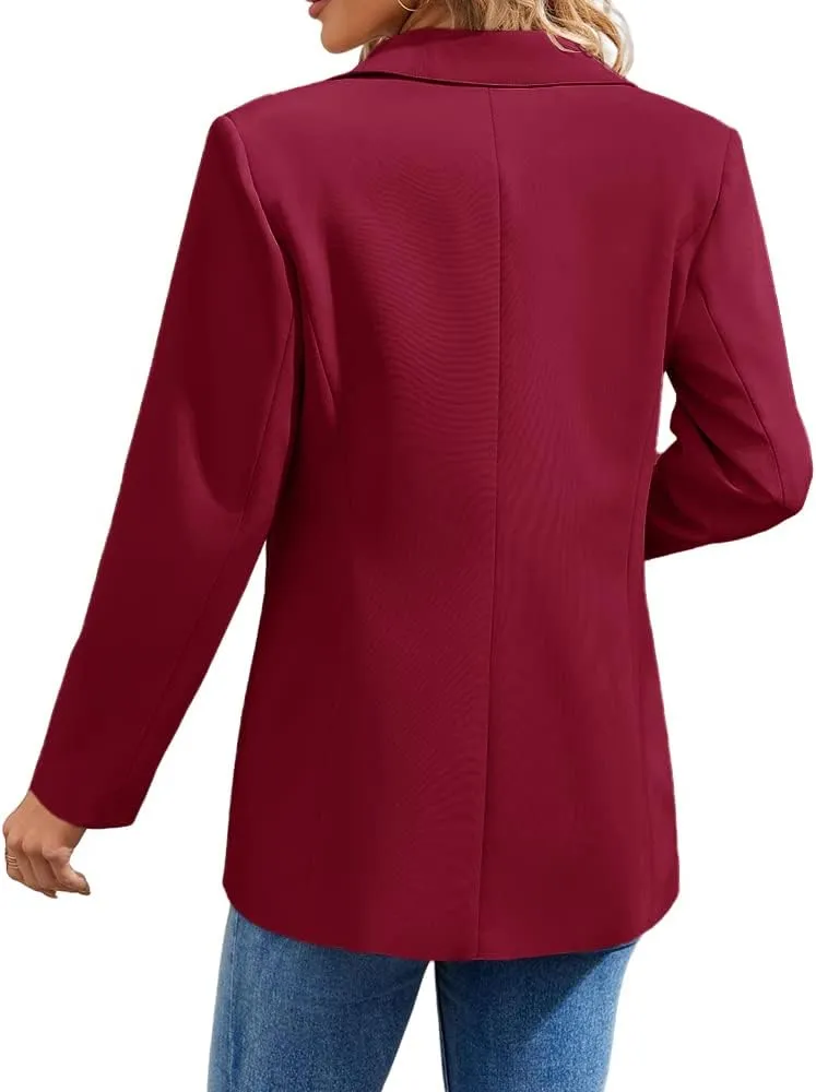 Cnkwei Womens Casual Blazers Open Front Long Sleeve Lapel Collar Work Office Jacket