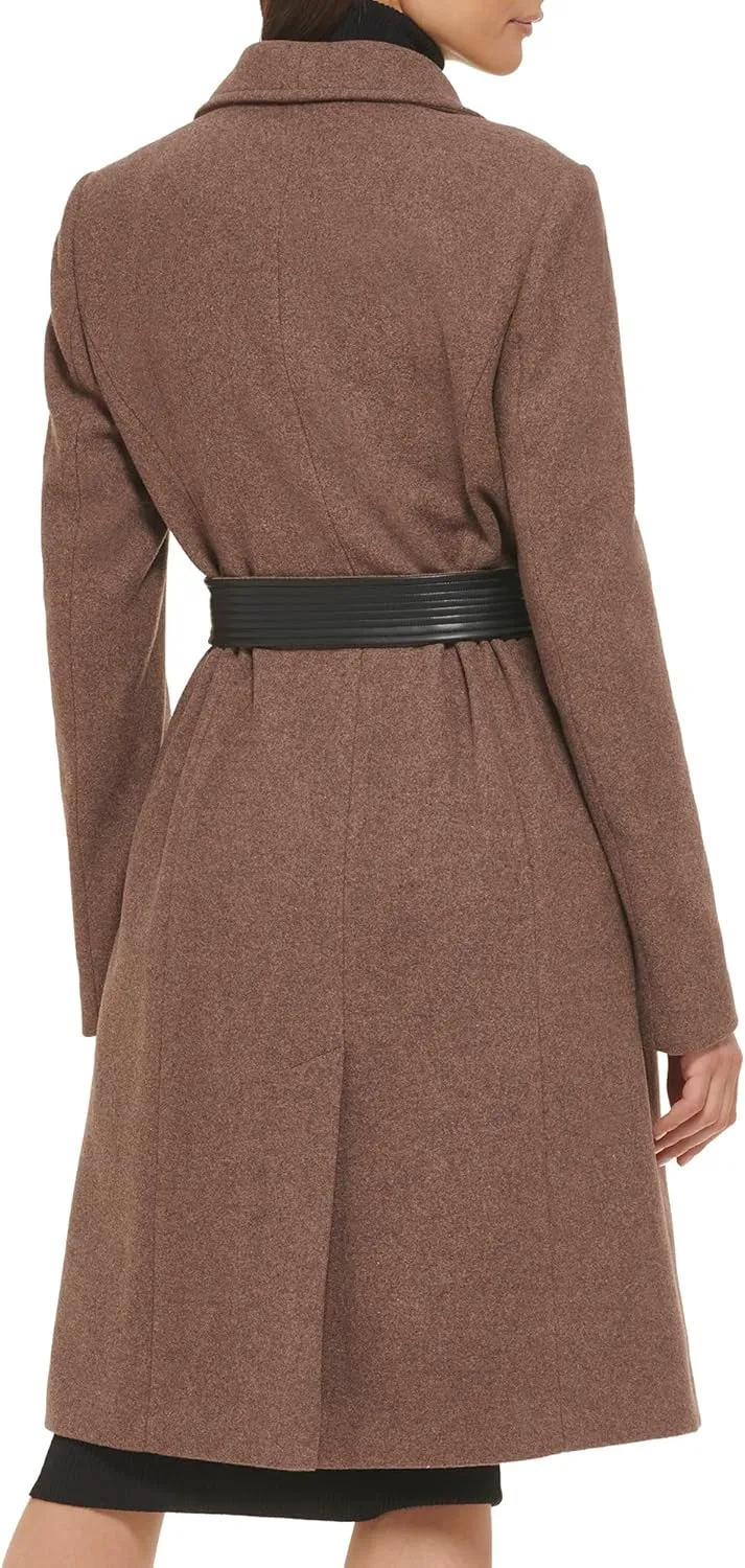 Cole Haan Women's Belted Coat Wool with Cuff Details