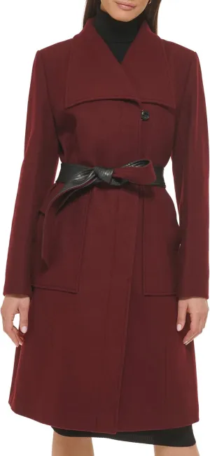 Cole Haan Women's Belted Coat Wool with Cuff Details