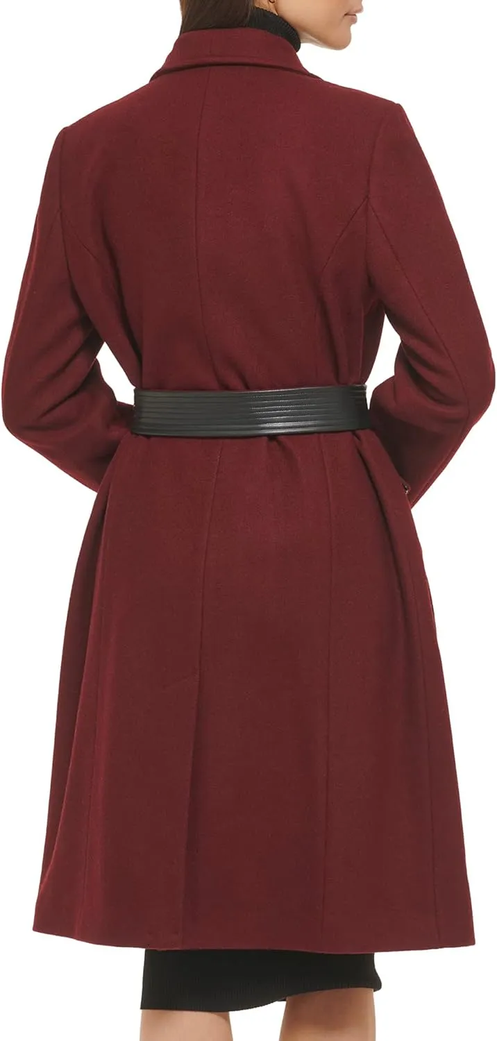 Cole Haan Women's Belted Coat Wool with Cuff Details