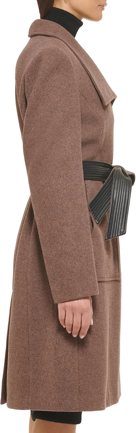 Cole Haan Women's Belted Coat Wool with Cuff Details
