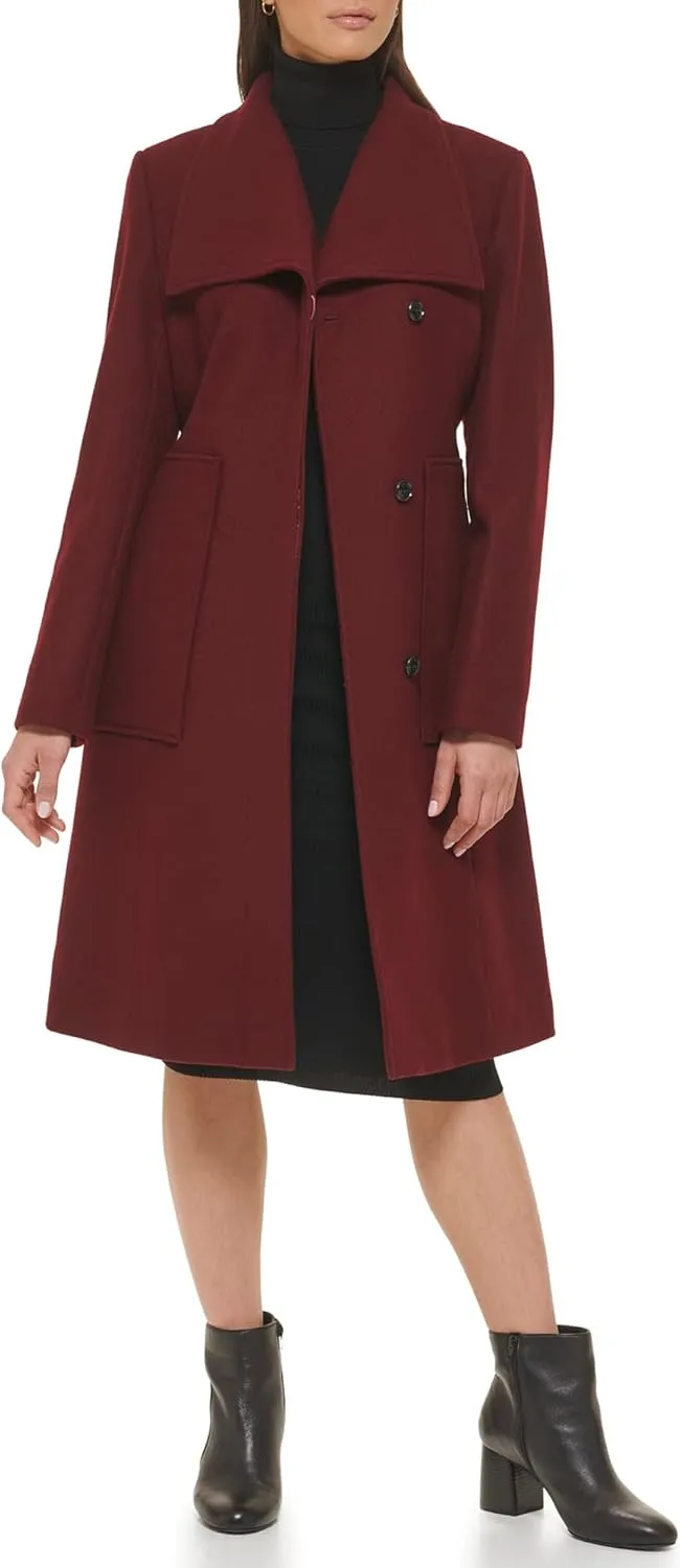 Cole Haan Women's Belted Coat Wool with Cuff Details
