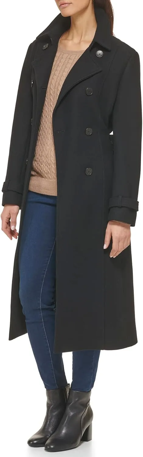 Cole Haan Women's Flared Trench Slick Wool Coat