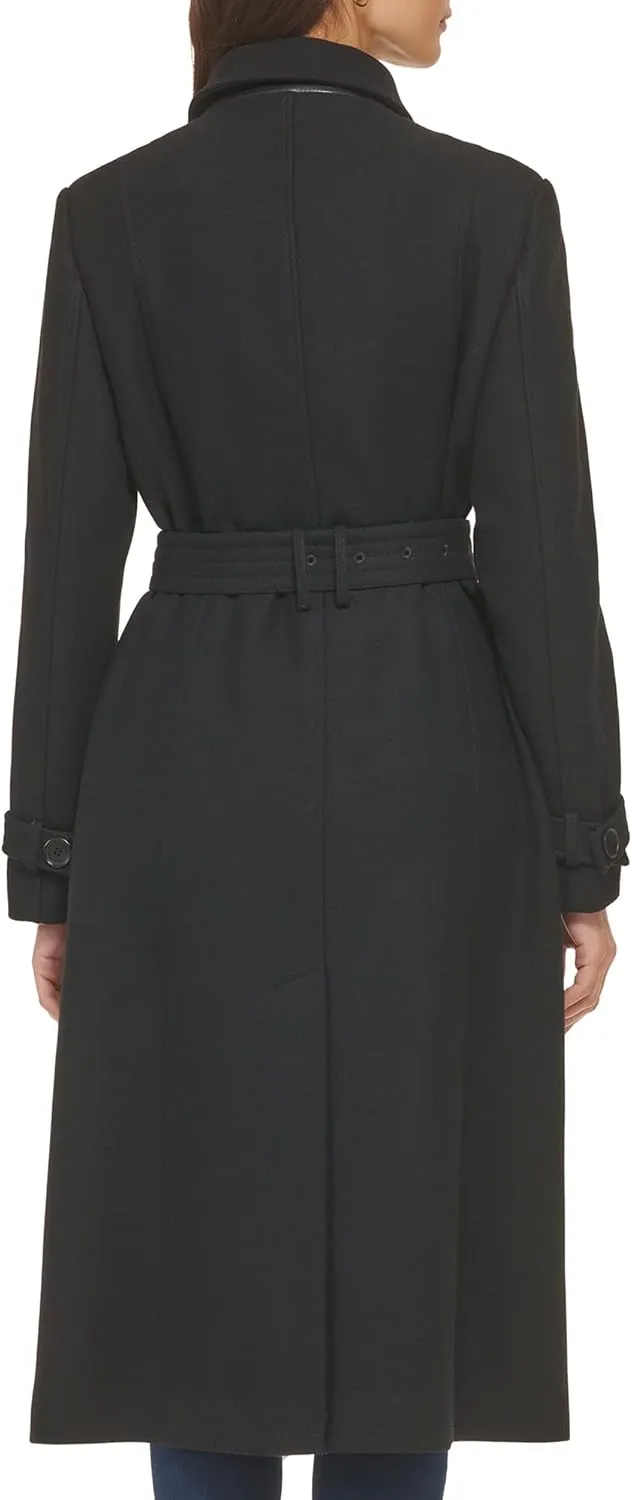 Cole Haan Women's Flared Trench Slick Wool Coat
